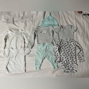 Unisex Sheep / Whale / Star Newborn ~ Bundle / Lot 7 pieces including a hat